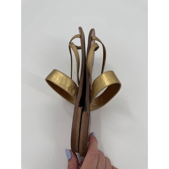 M. Gemi The Medio Metallic Gold Leather Sandals Size 40 or US 9 Flat Slip-On Mad - Picture 3 of 11